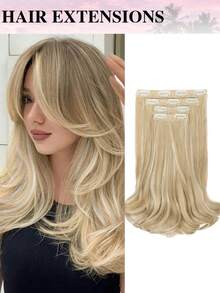 4pcs/Set 14-Inch Short Layered Clip-In Hair Extensions, Invisible Lace Hairpieces, Natural Soft Synthetic Material, For Women - Multicolor - View 13