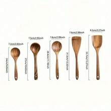 5pcs Premium Natural Boxwood Cooking Utensils, Spatula Suitable For Kitchen, Christmas Gift, Holiday Items - Natural Wood Color - View 2