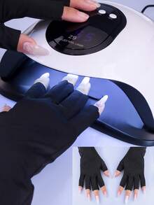 1 双防紫外线美甲手套 - 黑色、白色和粉色美甲防晒手套，弹性露指手套，适用于凝胶美甲灯，美甲沙龙辅助工具，专业美甲沙龙工作室用品 - 彩色 - 查看 10