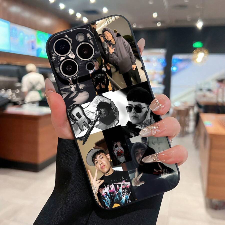 Estuche para teléfono con collage artístico vibrante Compatible con teléfonos 17 16 Pro Max 15 Pro Max 13 y 12 Hecho de material de TPU, brinda protección contra golpes y caídas Perfecto para amantes de la música y fanáticos de diseños únicos - Negro - Ver 1