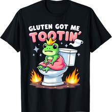 Camiseta con meme sarcástico y divertido de rana con gluten "Gluten Got Me Tootin" - Negro 3 - Ver 1