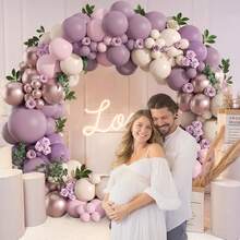 146pcs Purple Balloon Arch Kit, Light Pink, Beige, Rose Gold Balloons Suitable For Wedding, Birthday, Baby Shower, Mother's Day, Bridal Shower, Lavender Party Decoration - Multicolor - View 3