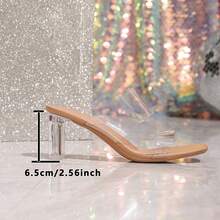 女士透明高跟凉鞋，粗跟透明鞋，时尚百搭通勤派对装，舒适性感优雅水晶凉鞋 - 無色 - 查看 5