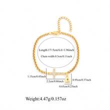 1pc New Fashion Bubble Initial Cross Pendant Golden Stainless Steel Chain Bracelets For Women - Yellow Gold - View 2
