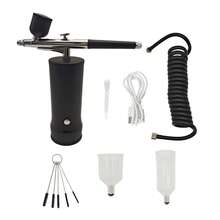 Portable Rechargeable Airbrush Kit, Multi-Purpose Airbrush Set For Makeup, Nail Art, Model Painting & Cake Decorating - Black - View 2