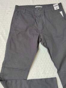 Men's Slim Fit Twill Trousers With Elastane And Side Pockets. - Dark Grey - View 3