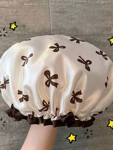 2个双层浴帽，女士防水浴帽，防化妆和厨房油污加厚发套 - 彩色 - 查看 1