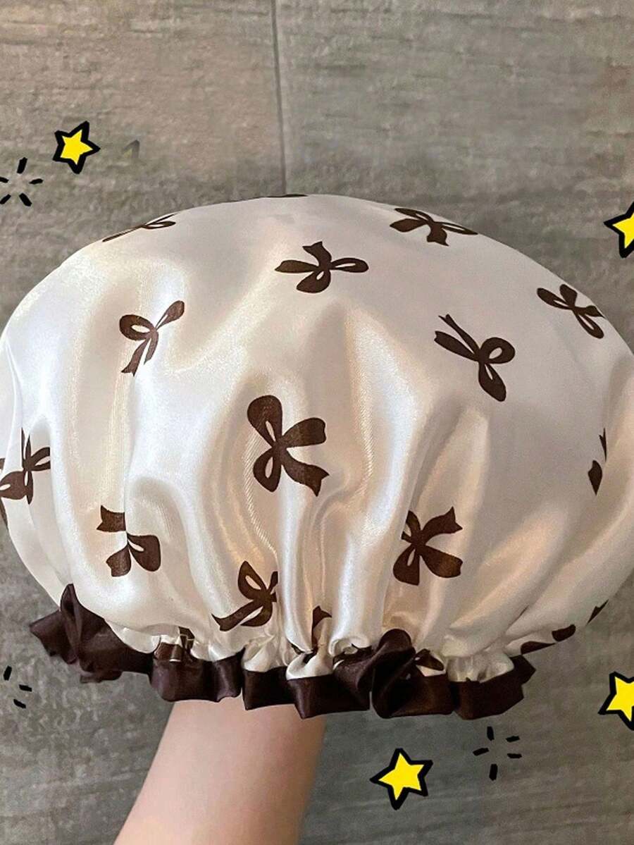 2个双层浴帽，女士防水浴帽，防化妆和厨房油污加厚发套 - 彩色 - 查看 1