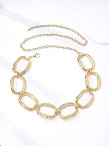 1 Pc Adjustable Oversized Waist Chain Belt For Women, Large Oval Link Body Jewelry For Dresses, Festival, Wedding - Waist Cincher Accessories - Oval Adjustable Waist Chain - View 4