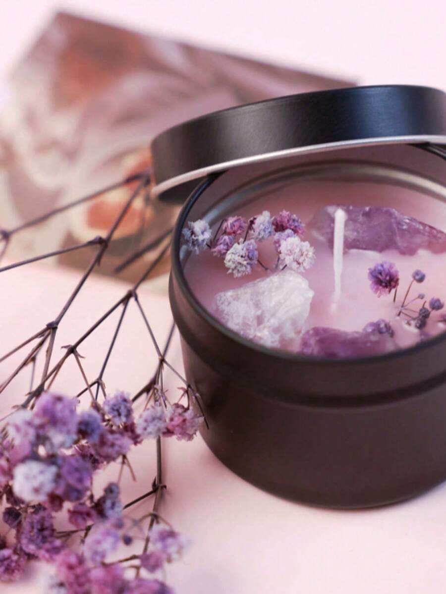 4盎司天然大豆蜡1支装香薰水晶蜡烛，天然石质许愿蜡烛，用于自我关爱和愿望实现，节日礼物 - 均碼 - 查看 1