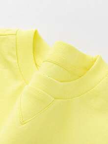 Balabala 男童休闲T恤，柔软纯棉短袖上衣，太空与冒险图案 - 檸檬黃 - 查看 3