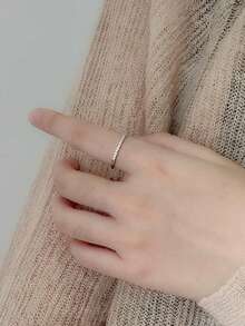 Aro de aro delgado con diamantes de imitación, accesorio versátil de lujo para uso diario y de oficina con estilo minimalista - Blanco - Ver 4