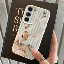 1pc TPU Material Fresh Striped Deer Bowknot Pattern Fashionable Phone Case Suitable For Samsung/A05s/A12/A13/A14/4G/A15/A21s/A23/A25/A32/5G/A34/A35/A50s/A51/A52/A53/A54/A55/A71/A72/A73/S10/S20FE/S20Ultra/S21Ultra/S22/S22Plus/S23/S24, Redmi/10C/12C/Note10/11/12/13/ProPlus/Note8/9Pro, Full Coverage Anti-Drop Soft Shell Phone Protective Cover - White - View 3