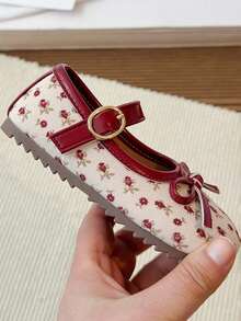 1 Pair Girls Cute Princess Flat Loafers, Anti-Kick Breathable Soft Sole Non-Slip Versatile Children's Mary Jane Shoes, Simple Fashion Infant Toddler Walking Shoes, Easy On/Off, Suitable For Indoor/Outdoor Play, Spring/Summer/Autumn - Red - View 8