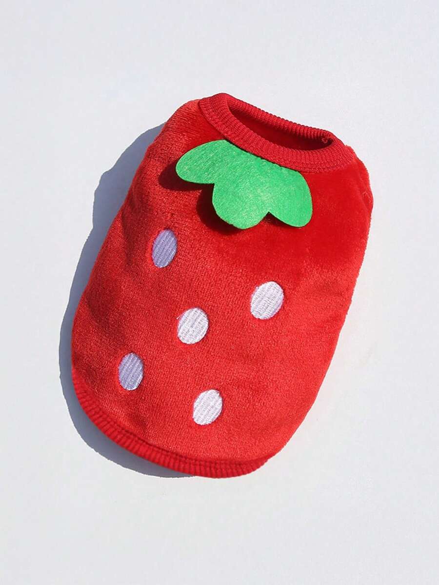 Cartoon Flannel Warm Clothes Red Dog Vest For Teacup Dogs, Puppies, Cats And Teddy Bears - Red - View 1