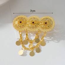 Herseygold 1件镀金中东花卉图案女士发夹，阿拉伯奢华发饰，珠宝，婚礼/节日新娘礼物 - 金色 - 查看 5