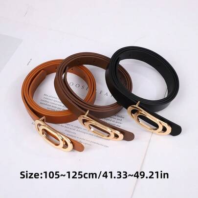 1条纤细双椭圆扣腰带 | 复古时尚，多种颜色可选，适合搭配西装/裙子/裤子，瞬间提升您的整体造型，是日常通勤的精致配饰。
