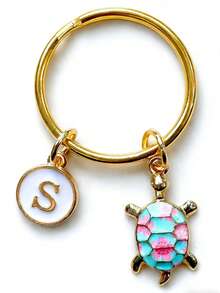 Personalized Sea Turtle Keychain, Sea Turtle Keyring, Personalized Gift, Travel Sea Turtle Bag Charm, Lucky Charm Gift For Mom, Creative Gift For Sea Turtle Lovers Bag Charms Car Teacher Friend Sister Gift Ideas - Turtle Blue - View 3