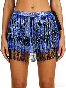 亮片裹身裙肚皮舞臀巾流苏裙闪亮流苏裙狂欢派对女装 - 彩色 - 查看 20