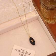 Freegrow 1件装立方氧化锆和天然石吊坠项链，不锈钢材质，适合女性日常佩戴 - 金色 - 查看 15