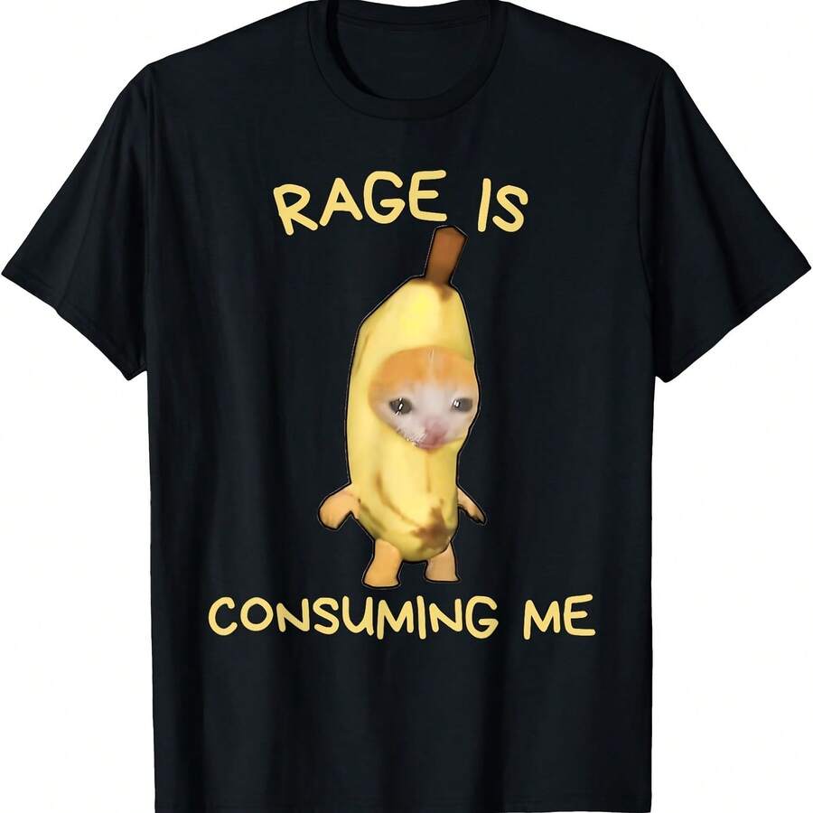 Meme de la rabia que me consume Meme del gato plátano Memes divertidos Camiseta de la generación Z - Negro - Ver 1