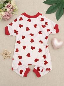 PETSIN 1pc Soft Heart Pattern Dog/Cat Pajamas, Suitable For Small, Medium And Large Puppies And Kittens, Valentine's Day Special - Multicolor - View 4