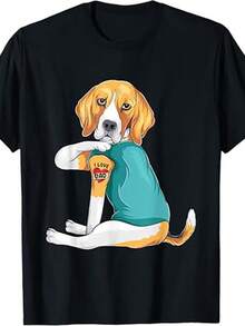 1 Pc 1 Pc Regalo del Día del Padre camiseta divertida de perro Papá Beagle me encanta el tatuaje de papá, camiseta para mujeres, camiseta para hombres, estilo unisex, camiseta deportiva, camiseta de fiesta, camiseta de regalo, talla S-4XL, 100% algodón, camiseta negra para mujeres, camiseta para hombres, estilo unisex, camiseta deportiva, camiseta de fiesta, camiseta de regalo, talla S-4XL, 100% algodón, negra - Negro - Ver 1