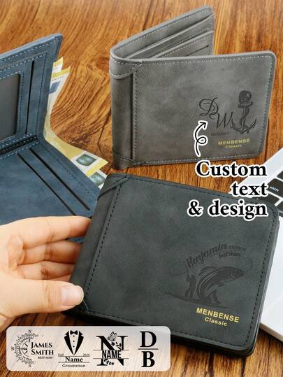 Custom Wallet Gift-With Text, For Her Or Him, Personalized Bifold Wallet, For Daily Use And Mother'S Day Gift Idea, Stylish Customized Memory Wallet, For Couples And Family Love, Customizable Keepsake Present, Birthday Anniversary, Couple, Family