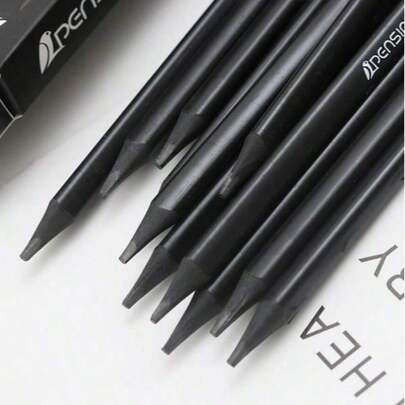 HB Black Triangle Pencil, Waterproof, Quick-Drying, Anti-Stain, Smooth Writing, Comfortable Grip, , Suitable For Art Creation, Writing, Back To School Supplies, Office, Classroom, Home Use, Winter Essentials, Thanksgiving, Christmas, Saudi National Day, Birthday, Holiday, New Year, Valentine's Day, Gifts For Boyfriend/Girlfriend, Adults