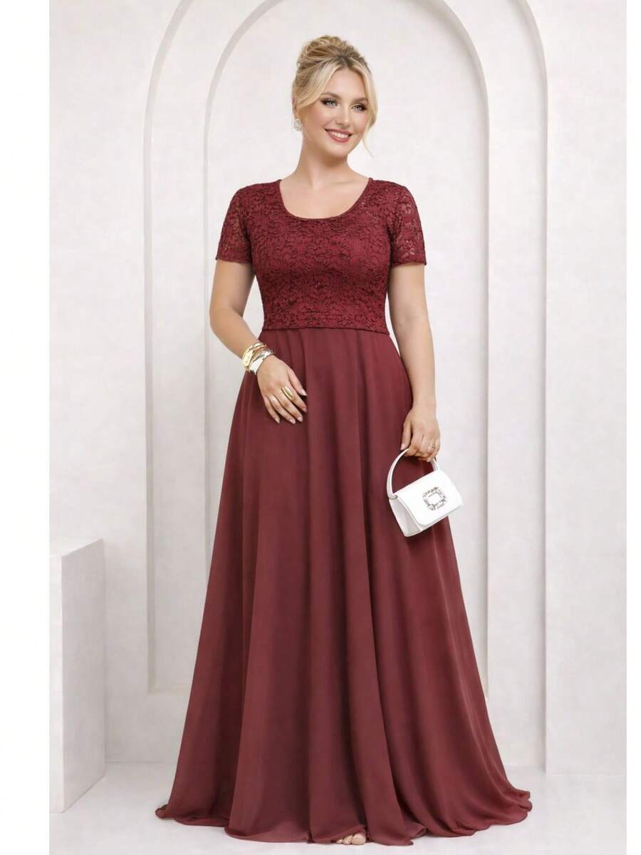 Women Dresses - 紅木色 - 查看 1