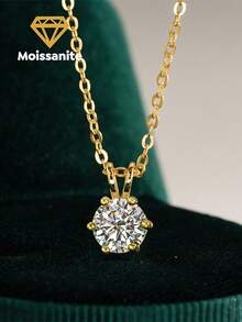 1Pc Shining Six-Prong Moissanite Diamond Necklace 925 Sterling Silver Wedding Necklace Engagement Necklace Luxury Jewelry For Gifts Girls Women Anniversary - Six-claw Moissanite Cross Chain - View 1