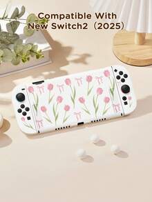 Ayotu 郁金香、幽灵、星星和水豚主题Switch保护壳，兼容新款Switch2(2025)/Switch NS/Switch OLED，无需取下保护壳即可安装到底座上，通用游戏手柄保护套，Switch游戏配件，防摔、防刮，秋冬浪漫/返校礼物/圣诞礼物/情人节礼物 - 彩色 - 查看 14