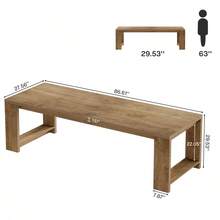 Tribesigns 86.61-Inch Dining Table For 6-8, Farmhouse Narrow Kitchen Table With Wood Pedestal Base, Extra Long Rectangular Dinner Table For Living Room, Dining Room And Kitchen, Natural Oak - 天然橡木 - 查看 5