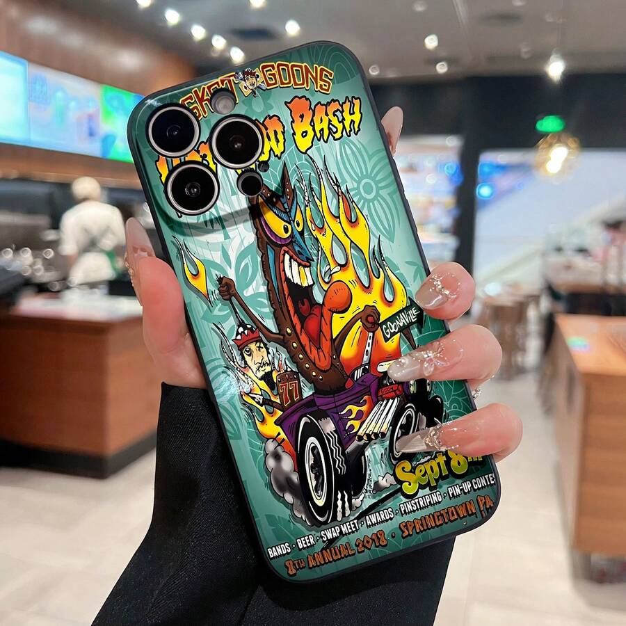 ホットロッドバッシュアート電話ケースは、 17、 16 Pro Max、 15 Pro Max、 13、 12 に対応しています。TPU 素材で作られており、耐衝撃性と落下保護性を備え、鮮やかなデザインとクールなスタイルで、車愛好家の友人や家族へのプレゼントに最適です。 - ブラック - チェックする 1