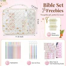 Women's Bible Bread Box Large Bible Bread Box Bible Study Supplies Bible Journaling Set Book Portable Bag With Bible Highlighter Christian Gifts - Sets - View 2