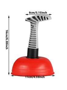 1pc Manual Plunger Heavy-Duty With Thickened Suction Cup, Non-Electric Hand-Powered Unclog Tool, 3-Second Quick Drainage, For Kitchen Sinks Toilets Plumbing Professionals, Sturdy Build Compact Design, Durable Plastic Construction - A - View 3
