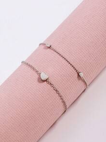 Women Heart Shaped Anklet Bracelet Sandal Foot Jewelry, New Design Leg Chain Foot Chain Accessories (Random Beads) - Heart-shaped - View 5