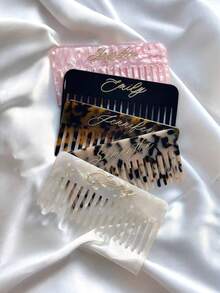 Personalized Acrylic Comb, Bridesmaid Gift, Engraved Initial Comb, Marble Comb, Pocket Comb, Bridal Gift, Engraved Comb - Christmas Gift For Her - Multicolor - View 2