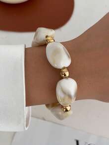 3件套波西米亚几何不规则CCB树脂扎染串珠手链套装，奢华优雅日常休闲派对珠宝礼品，女士 - 手鍊 - 查看 6