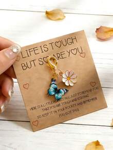 Inspirational Quote Butterfly Keychain Pendant, Party Favor Gift Suitable For All, Birthday, Valentine's Day, New Year, Souvenir, No Electricity Required - Multicolor - View 3