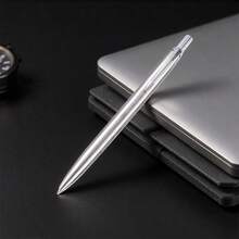 A Pen, Elegant And Simple, Ballpoint Pen / Fashionable Silver Push-Button Pen / Smooth Writing, Continuous Ink Supply / It Is A Professional Writing Tool Suitable For Offices And Business Gifts / Student Practice Pen, Promotional Pen / Replaceable Ink Cartridges Available - 1 Pen - View 5