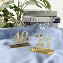 10pcs Golden Wedding Table Numbers 10cm*15cm/3.94in*5.9in  Acrylic Seat Cards Decorations With 1-20 Printed Table Sign Numbers For Wedding Reception, Event, Party, Restaurant - Nhiều màu - Xem 16