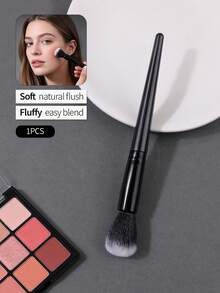 1PC Blush Brush Soft Fluffy Easy Blending For A Natural Flush Daily Makeup - Black - View 2