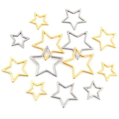 20pcs Stars Charm Stainless Steel Frame Pendant Open Bezels Hollow Pressed Resin Frame Mold Bezel DIY Jewelry Making