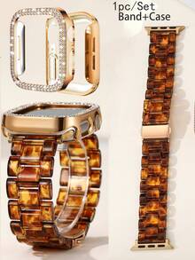 1 Bộ Dây đeo đồng hồ + Vỏ đồng hồ - Dây đeo đồng hồ bằng nhựa in họa tiết đồi mồi và da báo, tương thích với các loại dây đeo (38/40/41/42/44/45/46/49mm). Vỏ đồng hồ mạ vàng hồng rỗng, chống sốc và chống trầy xước, đính hai hàng kim cương, phù hợp với các dòng Ultra/11/10/9/8/7/6/5/4/3/2/1/SE. Dây đeo đồng hồ unisex, phụ kiện đồng hồ thông minh, lý tưởng cho mùa xuân và mùa hè. - Beo - Xem 7
