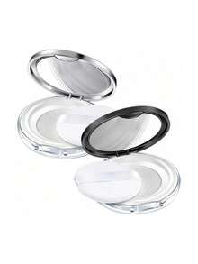 1个可替换装散粉盒，带镜子和粉扑，超薄散粉盒 - 便携防漏迷你旅行装，带弹性网袋，方便携带和重复使用，随时随地补妆，是旅行和日常化妆的理想之选，爱美人士必备的化妆工具，旅行化妆品收纳|时尚圆形粉盒|安全翻盖 - 彩色 - 查看 3