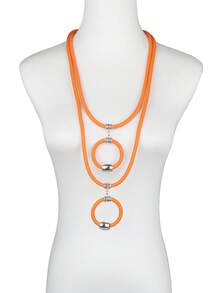 MARLIWOO 1pc Fashionable Hollow Geometric Layered Necklace, Minimalist Daily Jewelry For Women - Multicolor - View 6