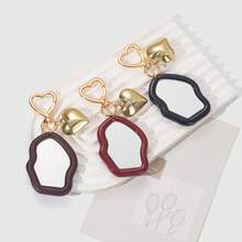 1pc Asymmetrical Mirror Keychain, Heart Pendant, Minimalist Design Bag Charm, Holiday Gift - Multicolor - View 1