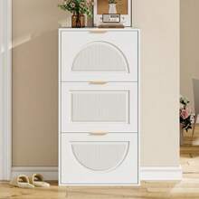 Zapatero estrecho de 3 puertas, zapatero blanco para entrada/salón, medidas: 60 x 24 x 114 cm (antigua referencia N657P285156W) - Blanco - Ver 2