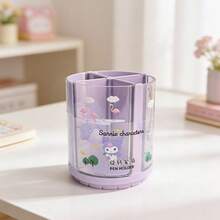 Miniso 1个三丽鸥Hello Kitty/肉桂狗/美乐蒂/酷洛米全球系列旋转笔筒，透明360°旋转多隔层桌面文具收纳盒 - 單件 - 查看 11